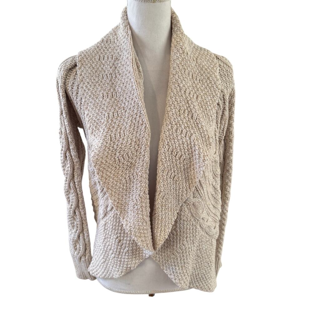 Chaus Cable Knit Cocoon Cardigan Sweater Creamy Oatmeal M